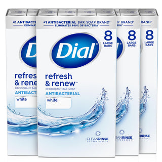 Antibacterial Bar Soap by Dial – 4 Ounce (Pack of 32), White, Pack of 32, Model 00017000312354
