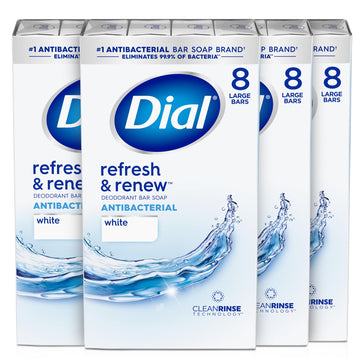Antibacterial Bar Soap by Dial – 4 Ounce (Pack of 32), White, Pack of 32, Model 00017000312354