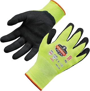 Ergodyne ProFlex 7021 Hi-Vis Cut Resistant Work Gloves, ANSI A2, WSX Nitrile Coated Palms for Optimal Grip with Wet/Oily Surfaces, 18g, Touchscreen Capable, 12-Pack