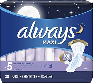 Always Maxi Extra Heavy with Wings Overnight Pads, 20 Count (Pack of 2)