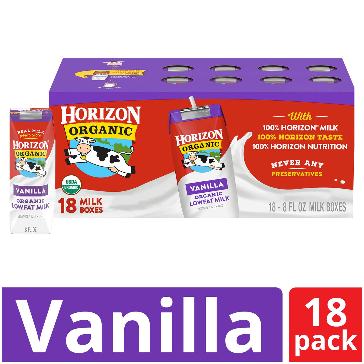 Vanilla Milk by Horizon Organic – 8 Fl Oz (Pack of 18), Pack of 18, Model 020415