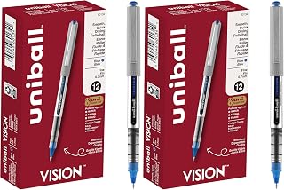 Uni-Ball uniball Vision Rollerball Pens with 0.7mm Fine Point,Blue,(Pack of 24)