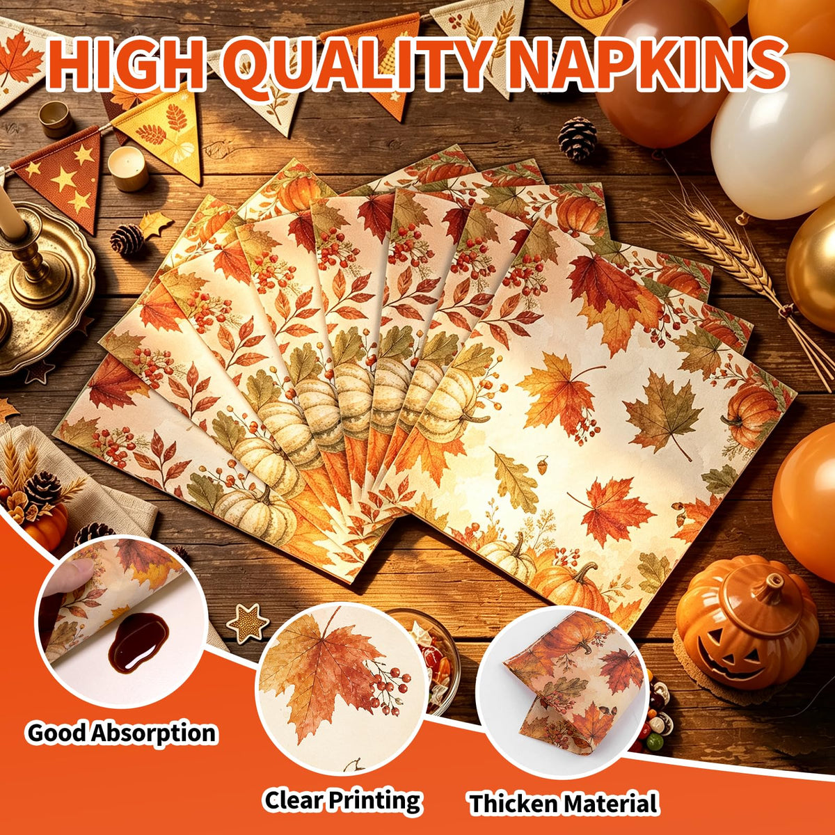 GLOFAVOR Thanksgiving Dinnerware Set, 100 Pieces, Fall Prints