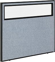 Global Industrial 48-1/4"W x 42" H Office Partition Panel with Partial Window, Blue