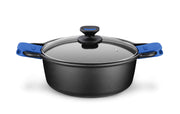 Solid+ Cast Aluminium Non-Stick Tall Casserole with Glass Lid by Monix – 2.6 Quarts, 2.5 liters, Aluminum, Black, Model M360320
