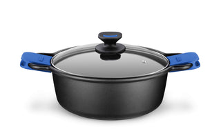 Solid+ Cast Aluminium Non-Stick Tall Casserole with Glass Lid by Monix – 2.6 Quarts, 2.5 liters, Aluminum, Black, Model M360320