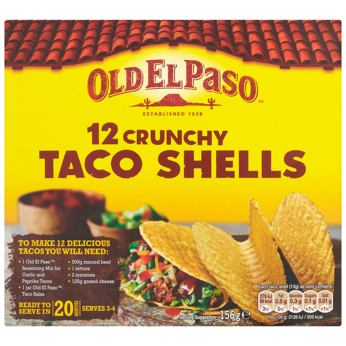 Taco Shells 156g by Old El Paso – 5.5 Ounce, Model 7004140004