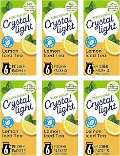 Crystal Light Iced Tea Decaffeinated Lemon Natural Flavor, 1.5-Ounce Canister (Pack of 6)