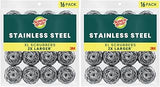 Scotch-Brite Stainless Steel Scrubbers, Durable, Ideal for Uncoated Cookware, 16 Scrubbers (Pack of 2)