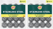Scotch-Brite Stainless Steel Scrubbers, Durable, Ideal for Uncoated Cookware, 16 Scrubbers (Pack of 2)