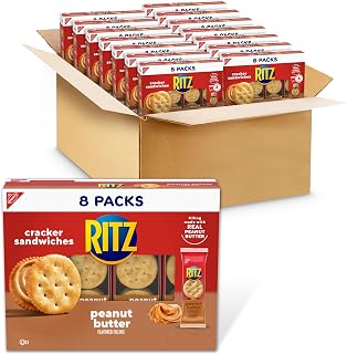 Ritz Peanut Butter Sandwich Crackers, Lunch Snacks, 112 Snack Packs (14 Boxes, 6 Crackers Per Pack)