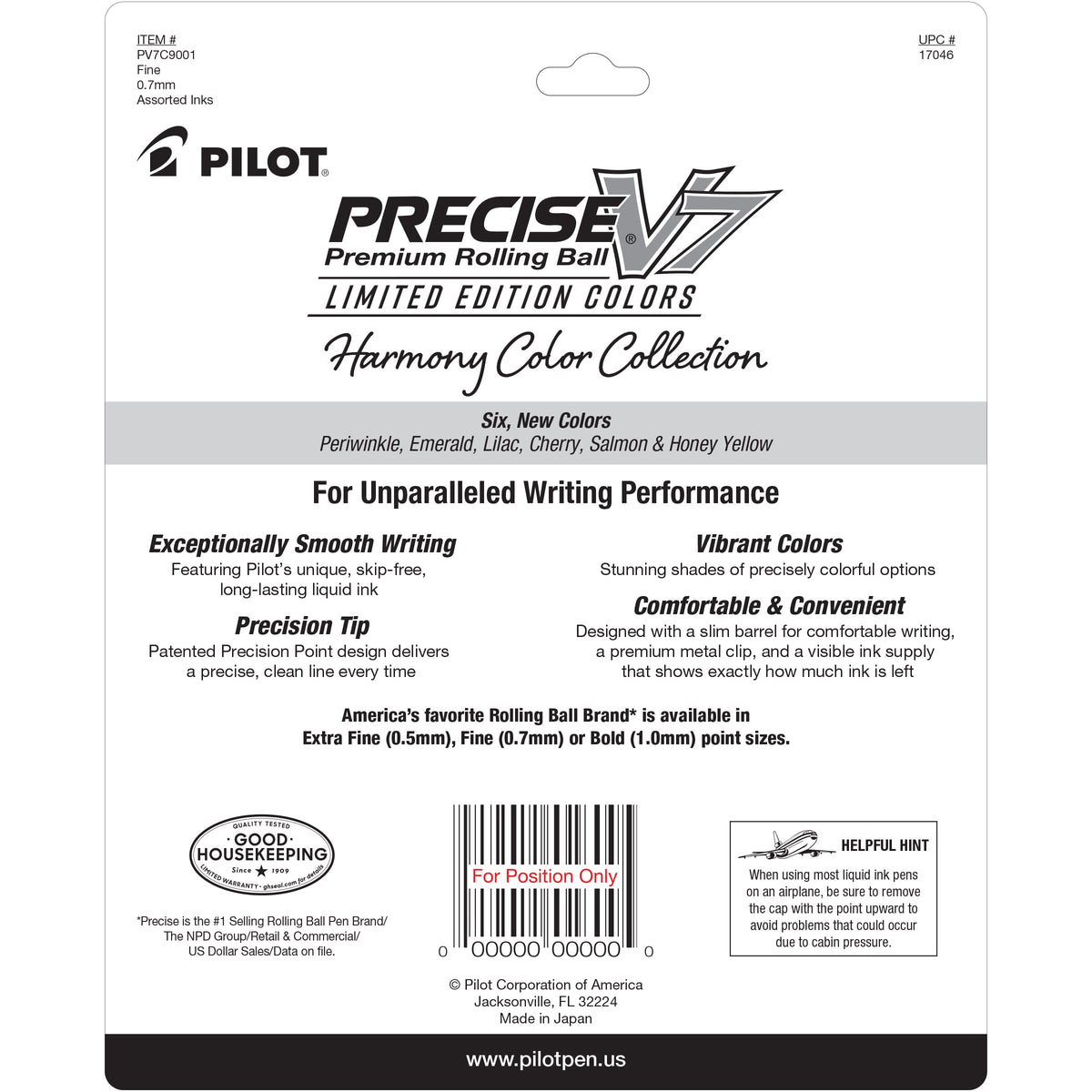 Precise V7 Rollerball Pens by PILOT – 9 Count (Pack of 1), Metal, Multicolor, Model 17046