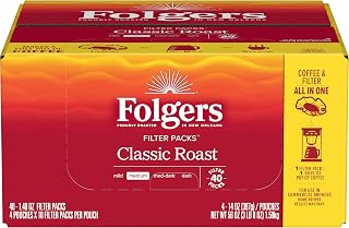 Folgers Classic Roast Medium Roast Ground Coffee, 40-1.4 Ounce Filter Packs