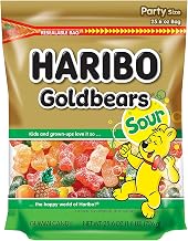 HARIBO Goldbears Sour, Sour Gummy Candy, 25.6 oz. Bag (Pack of 4) | Sour gummy bears with a sour sugar coating over a soft, chewy center. Fruity sour candy made for sharing and gifting.