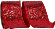 Reliant Ribbon Metallic Sequin Fantasy Deluxe Metallic Backed Wired Edge, Red, 2-1/2 Inch, 5 Yards