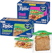 Ziploc Sandwich and Snack Bags Bundle, Easy Open and Close, Plastic Food Storage Bags, 105 Count and 280 Count