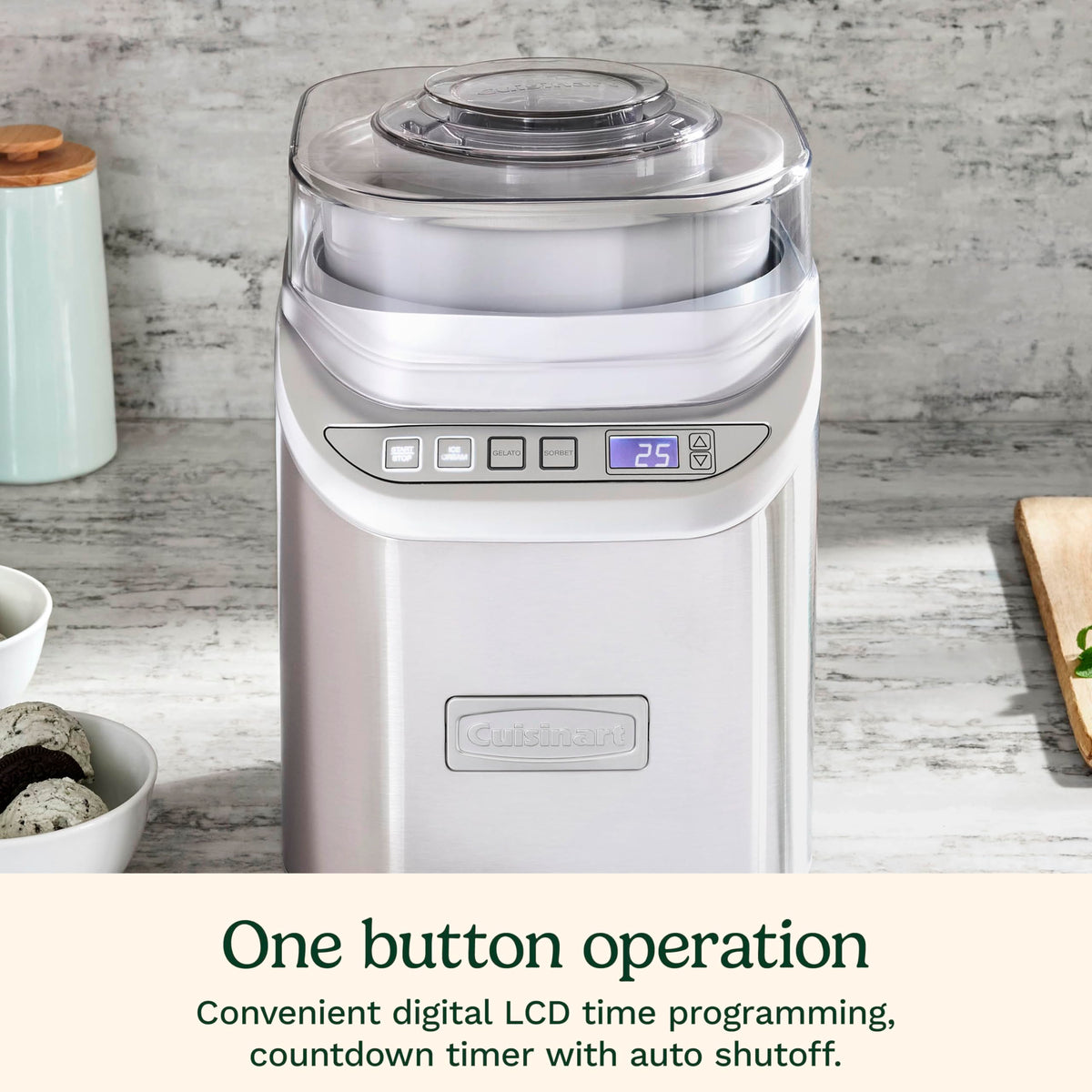 Cuisinart Ice Cream Maker with Countdown Timer / 1 / Brushed Chrome Ice Cream Machines