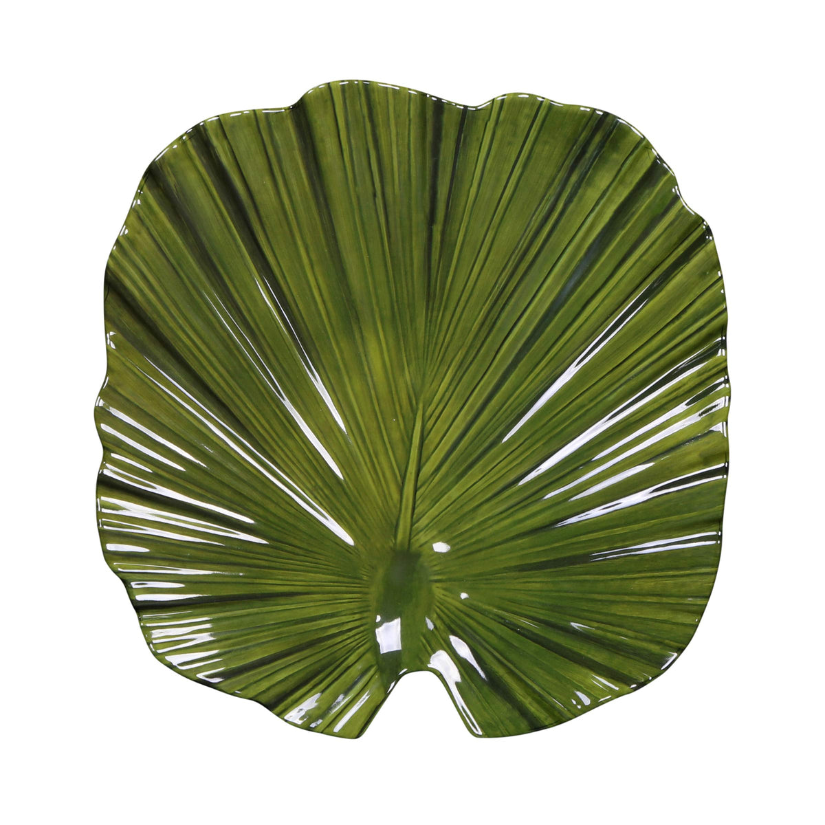 Medium Palm Leaf Plate by Elite Global Solutions – 11", Melamine, Design Green, Pack of 6, Model D1110PL-DG