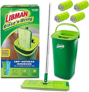 Libman Rinse 'n Wring Mop and Bucket System, 5 Microfiber Pads Included