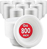 800 Count 12 oz White Plastic Bowls by Stock Your Home – 32 Pack Pack of 25, 12.0 ounces, Plastic, White, Pack of 800
