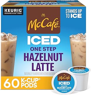 McCafe ICED One Step Hazelnut Latte, Keurig Single Serve K-Cup Pods, 60 Count (6 Packs of 10)