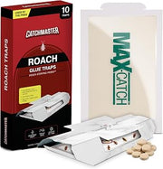 Catchmaster Max-Catch Mouse & Insect Glue Trap 72pk, Mouse Traps Indoor for Home, Sticky Pest Control Adhesive Tray for Catching Bugs & Cockroach Trap with Powerful Food-Based Bait – Glue Traps 10-Pk