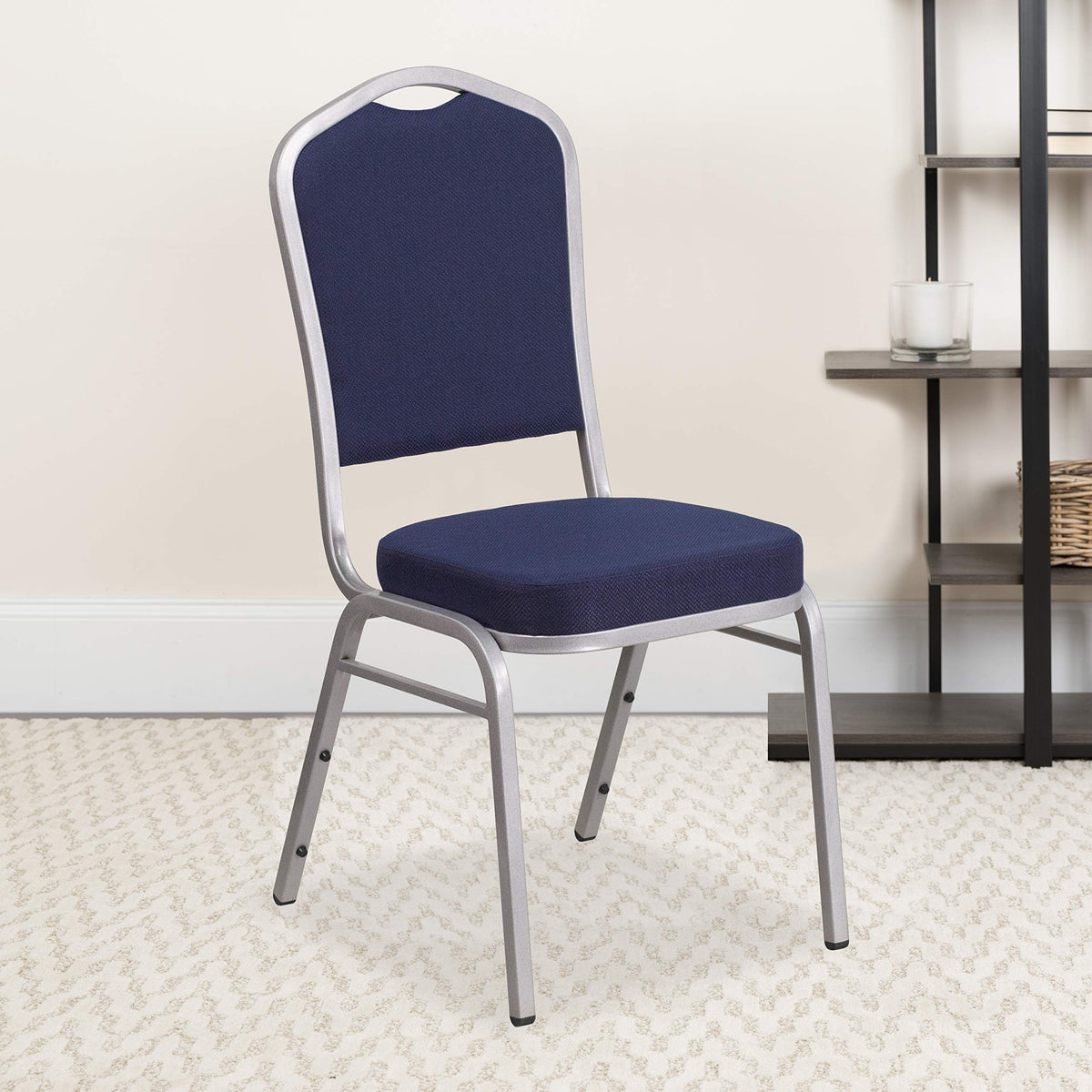 Hercules Crown Back Stackable Banquet Chair by Flash Furniture – Set of 4, Terylene, Oriented Strand Board, Plastic, Foam, Metal, Fabric, Model 4-FD-C01-S-2-GG
