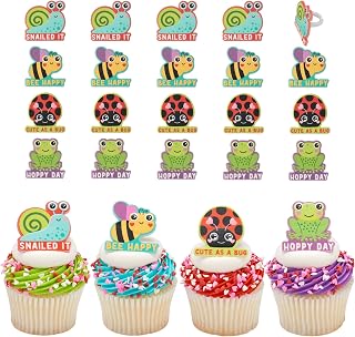 DecoPac Critter Cuties Cupcake Rings, 24 Adorable Animal Cupcake Toppers, Food Safe Cake Decorations - 24 Pack