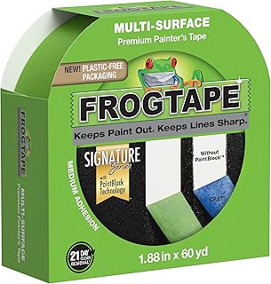 FrogTape Multi-Surface Painter's Tape with Paintblock, 2 in Wide (1.88 in x 60 yd), Quick Stick Medium Adhesion, Premium Green Painters Tape Removes Clean, 1 Roll
