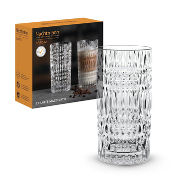 Crystal Latte Macchiato Glasses by Nachtmann – 14.7 Ounces, 0.434 liters, Crystal, Transparent, Model 104903