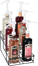 DISPENSE-RITE WR-BOTL-6 Six Compartment Wire Bottle Holder, Countertop Organizer for Bottles up to 3-3/8" Diameter, Compact 9" Wide Design, Reinforced Welded Black Wire Construction