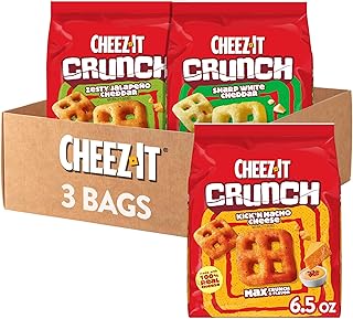 Cheez-It Crunch Cheesy Baked Snacks, Lunch Snacks, Variety Pack (3 Bags)