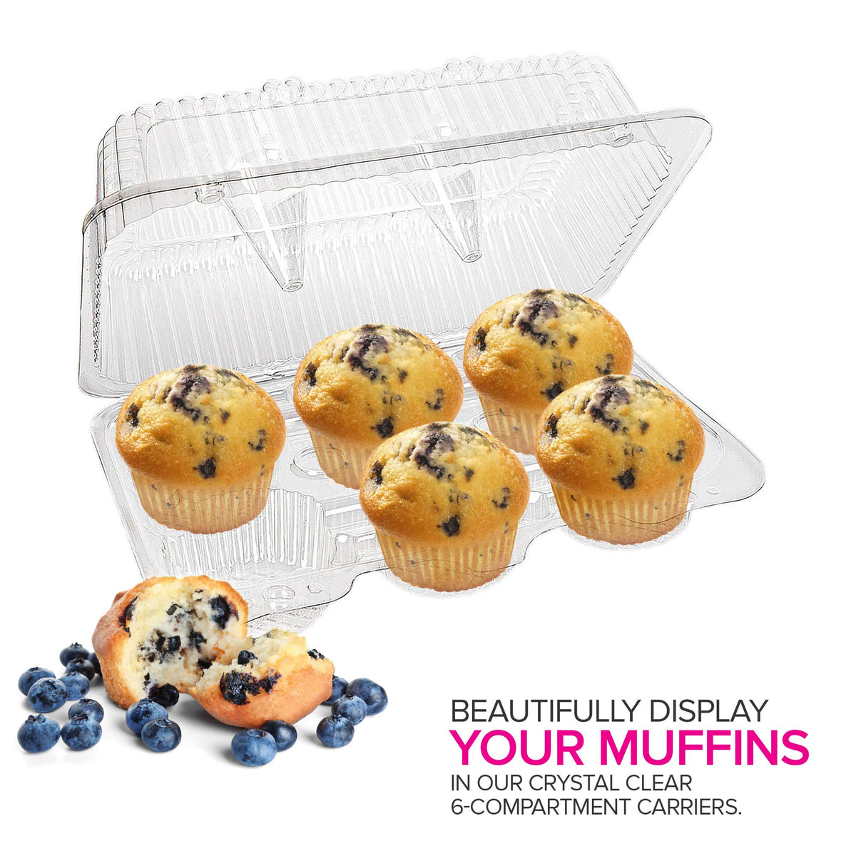 6-Compartment Plastic Cupcake Containers Disposable (240 Count) Clear Container with Connected Dome Lid by Stock Your Home – Jumbo/Large, 8.4 ounces, clear, Model SYH-2336-Case