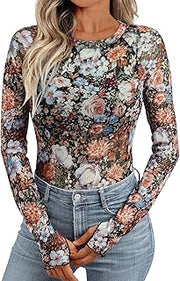 Womens Sheer Mesh Lace See Through Tops