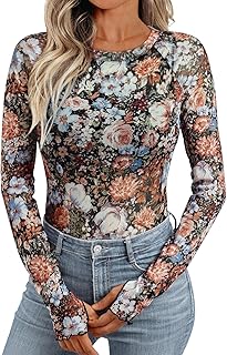 Womens Sheer Mesh Lace See Through Tops