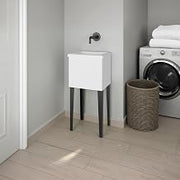 16" Kulm Utility Tub with 4 Legs and Large Wash Basin, White/Black Wengue - Laundry room Or Garage Workshop – Multi-Purpose Furniture Storage Solution for Home, Office & Living Spaces