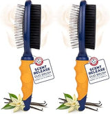 Arm & Hammer Deodorizing Pin & Bristle Dog Brush, Lily & Vanilla, 2-Pack | Fragrance transfer technology, baking soda infused, detangling and deshedding, for long-haired dogs daily