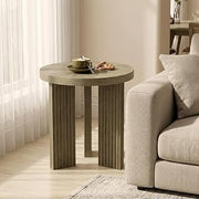 17.52" Small Round Side Table, Walnut | Coffee Table with Smooth Thick Mesa, Circle End Table with X Shaped Stable Legs, Accent Tea Table for Living Room, Office