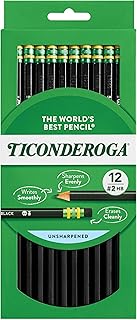 Ticonderoga Wood-Cased Pencils, #2 HB Soft, Black, 12 Count
