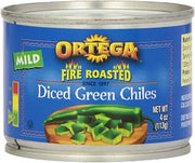 Ortega Fire Roasted Diced Green Chiles, Mild, 4 oz (Pack of 24)