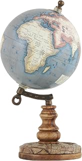 Deco 79 Plastic Globe with Wood Base, 5" x 5" x 10", Brown