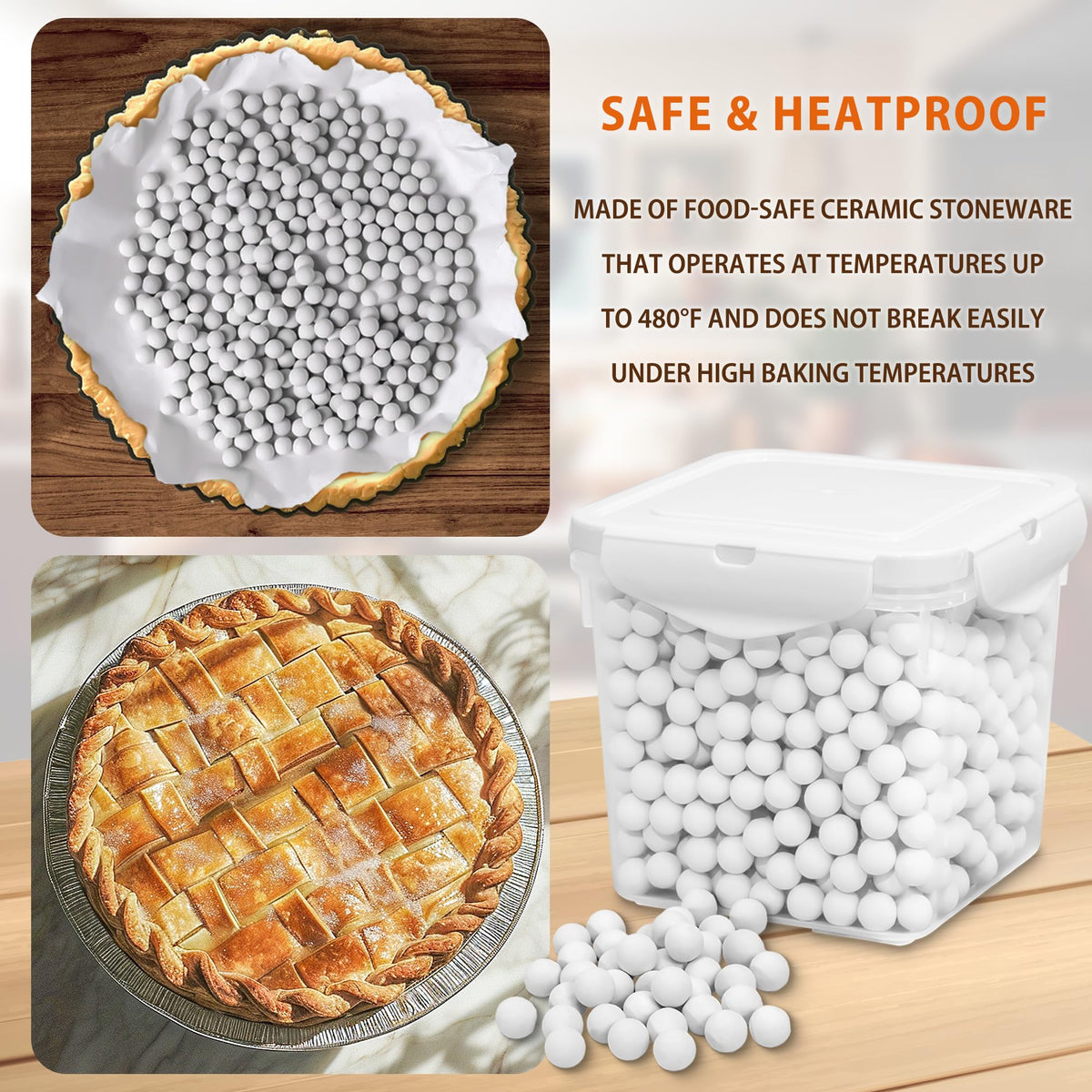 Mobyke Ceramic Pie Weights, 2.2 Pounds, White