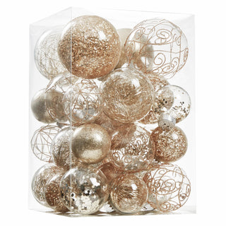Wironlst Plastic Christmas Ornaments, Multi Size Set, Champagne