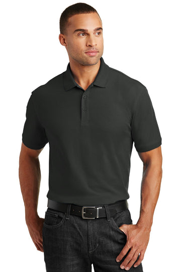 Unisex Core Classic Pique Polo by Port Authority – Large, Cotton/Polyester Blend, Deep Black, Model 1143254
