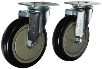 Universal Plate Caster Set by Winco – Medium, Plastic, Black, Pack of 2, Model CT-23