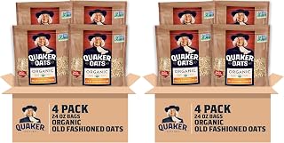 Quaker Old Fashioned Rolled Oats,USDA Organic,Non GMO Project Verified,24oz Resealable Bags,(Pack of 8)