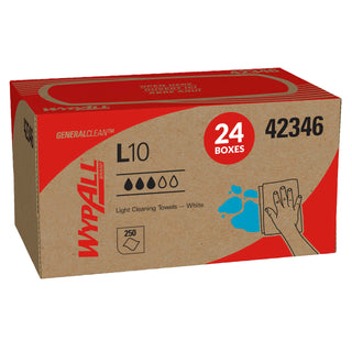 WypAll GeneralClean L10 Light Cleaning Towels, 24 x 250 Sheets (42346)