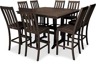 Polywood Vineyard 9-Piece Nautical Trestle Bar Set (Mahogany)