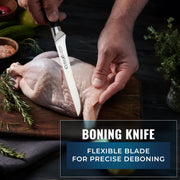 Cutluxe Butcher Knife Set, 12-Inch Brisket, 10-Inch Cimeter, 6-Inch Boning, Gray
