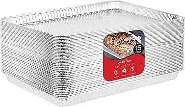 Aluminum Pans - 15 Pack Disposable Aluminum Foil Trays - Reusable Nonstick Baking Sheets - 16 Inch x 11 Inch by Stock Your Home – 15 Pack, 11.0 inches, Aluminum, Silver, Pack of 15